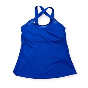 NEW Lucky In Love Tank Top Women's XS Blue Criss Cross Tennis Golf Athletic